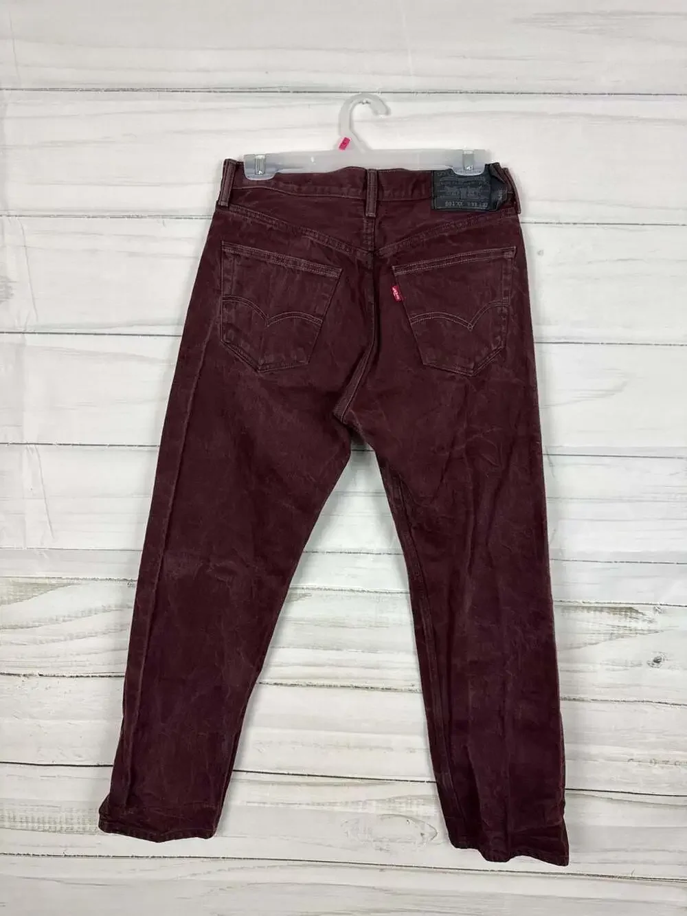 Levi's 501 Original Straight Fit Jeans Maroon Burgundy W33 L32